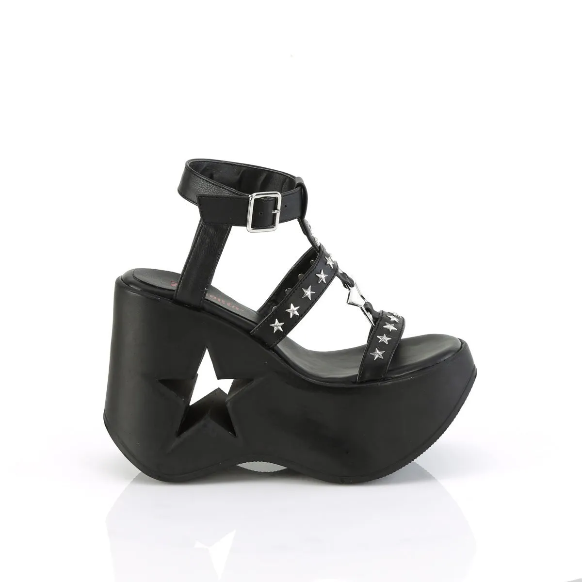 Demonia DYNAMITE-12 | Black Vegan Leather Sandals