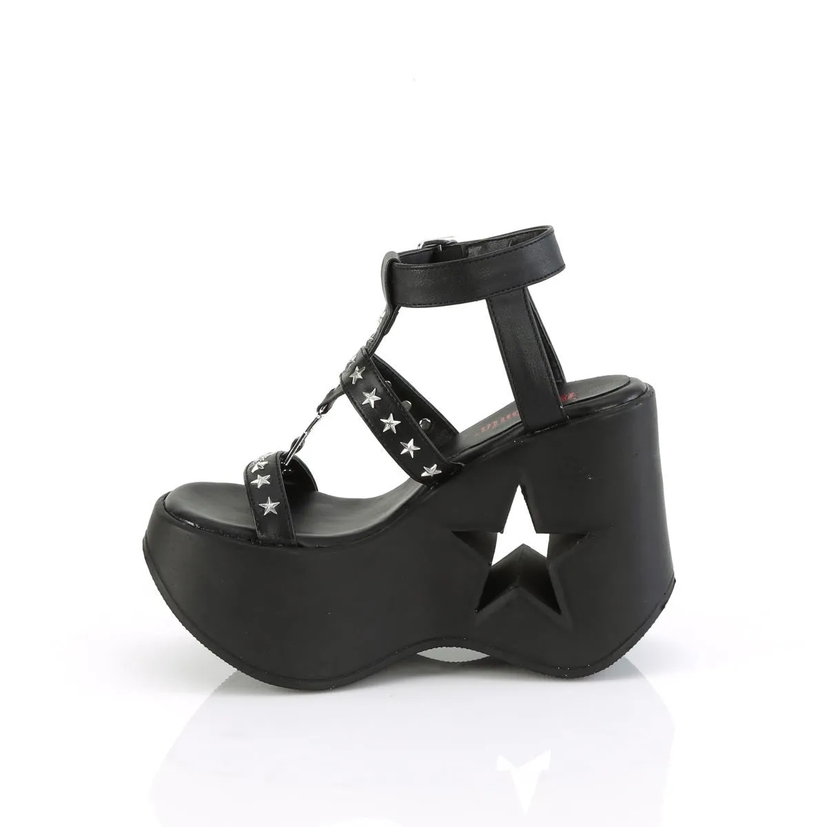 Demonia DYNAMITE-12 | Black Vegan Leather Sandals