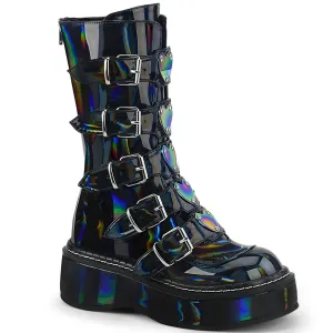 Demonia EMILY-330 | Black Hologram Mid-Calf Boots