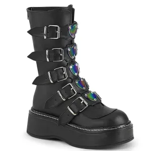 Demonia EMILY-330 | Black Vegan Leather Mid-Calf Boots