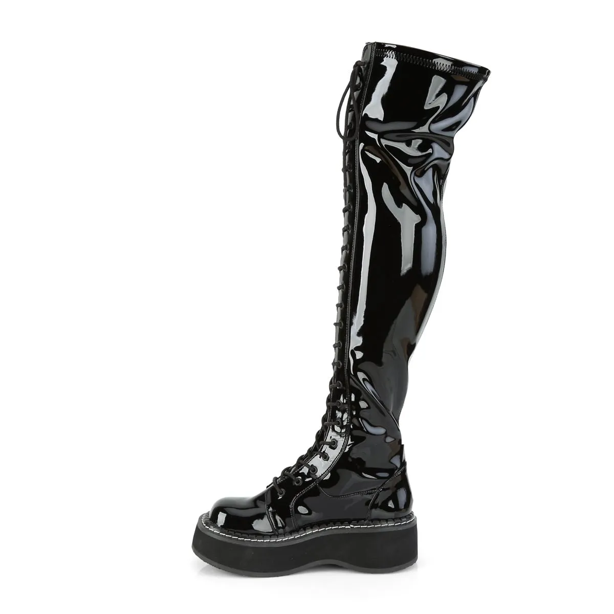 Demonia EMILY-375 | Black  Patent Leather Over-the-Knee Boots