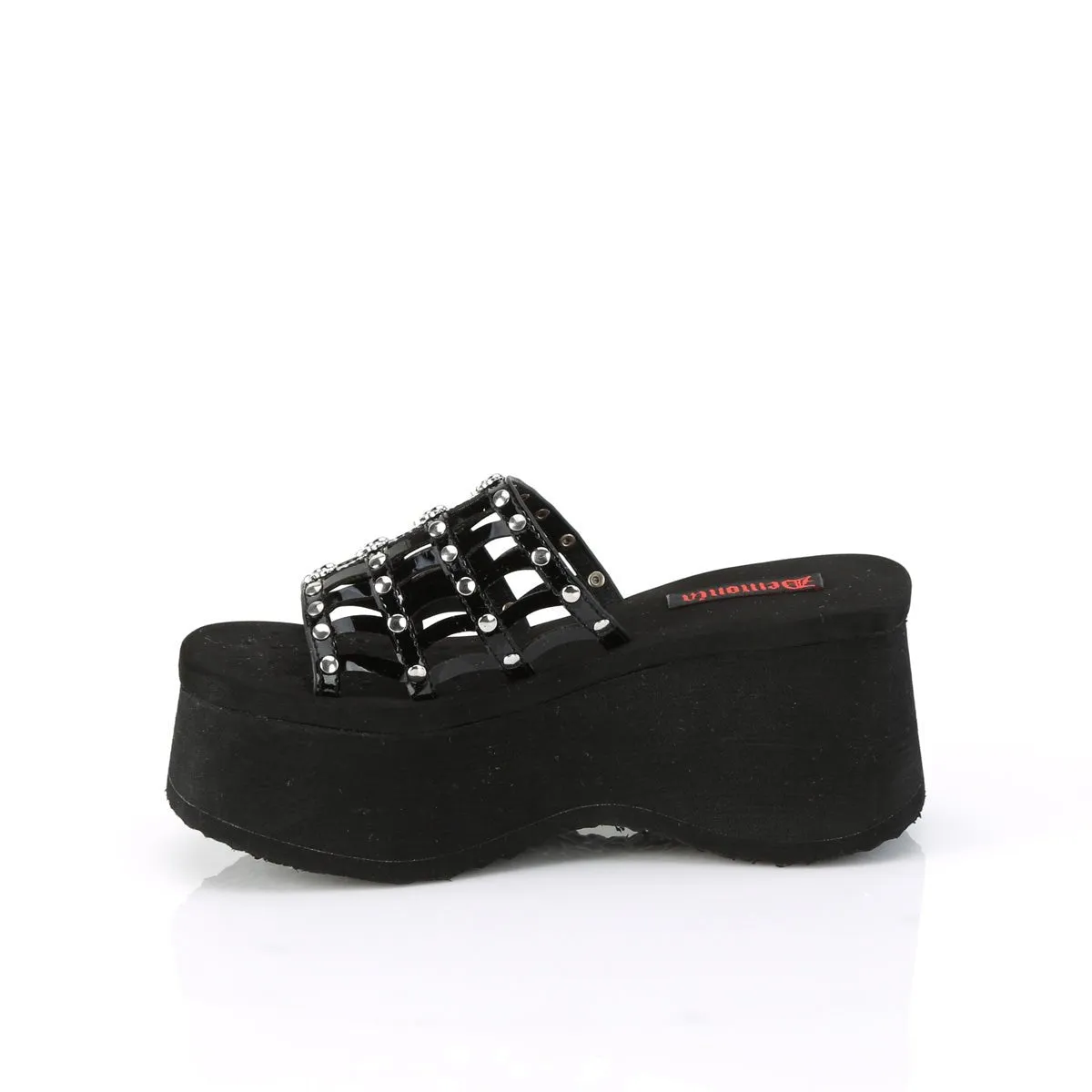 Demonia FUNN-13 | Black Patent Leather Sandals