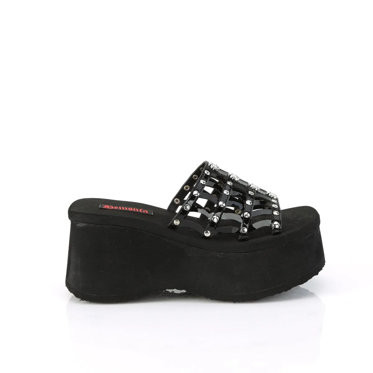 Demonia FUNN-13 | Black Patent Leather Sandals