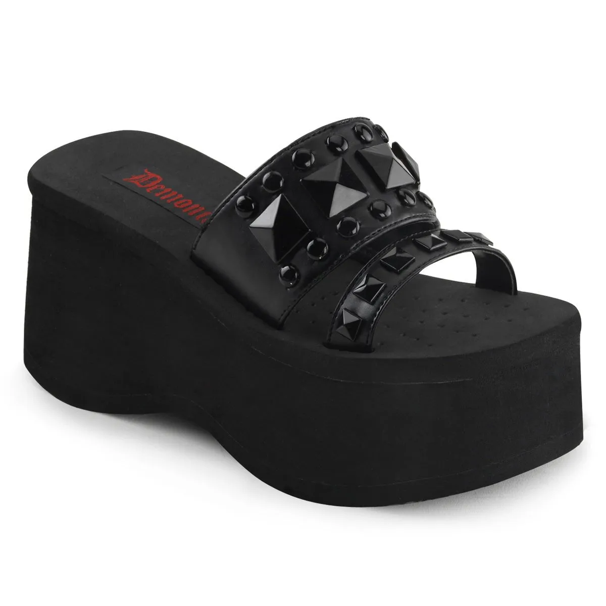 Demonia FUNN-18 | Black Vegan Leather Sandals