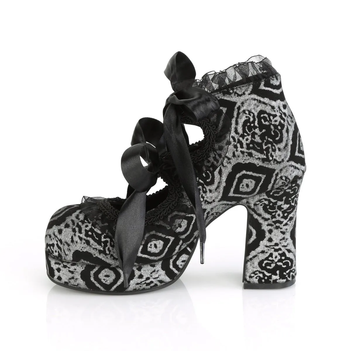 Demonia GOTHIKA-53 | Black & Silver Faux Leather Platform Shoes