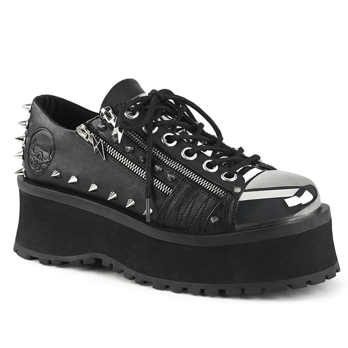 Demonia GRAVEDIGGER-04 | Black Vegan Leather Unisex Shoes