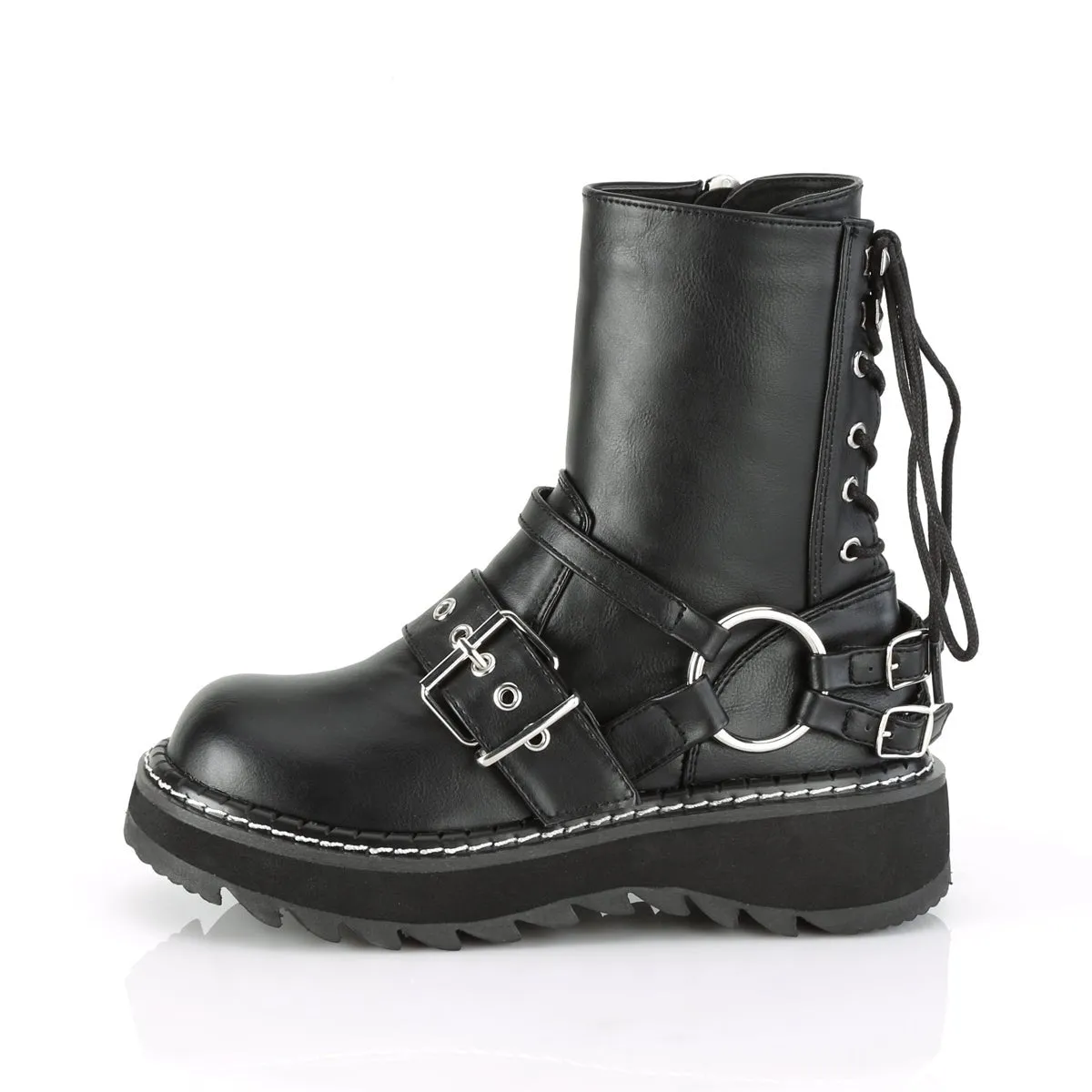 Demonia LILITH-210 | Black Vegan Leather Ankle Boots