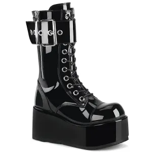 Demonia PETROL-150 | Black  Patent Leather Unisex Boots