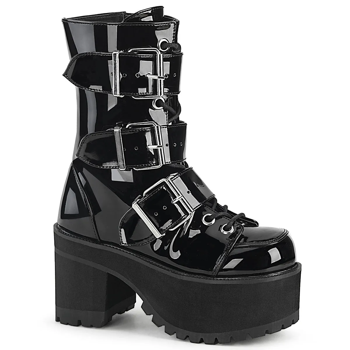 Demonia RANGER-308 | Black Patent Leather Ankle Boots