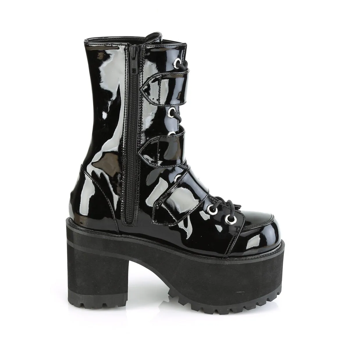 Demonia RANGER-308 | Black Patent Leather Ankle Boots