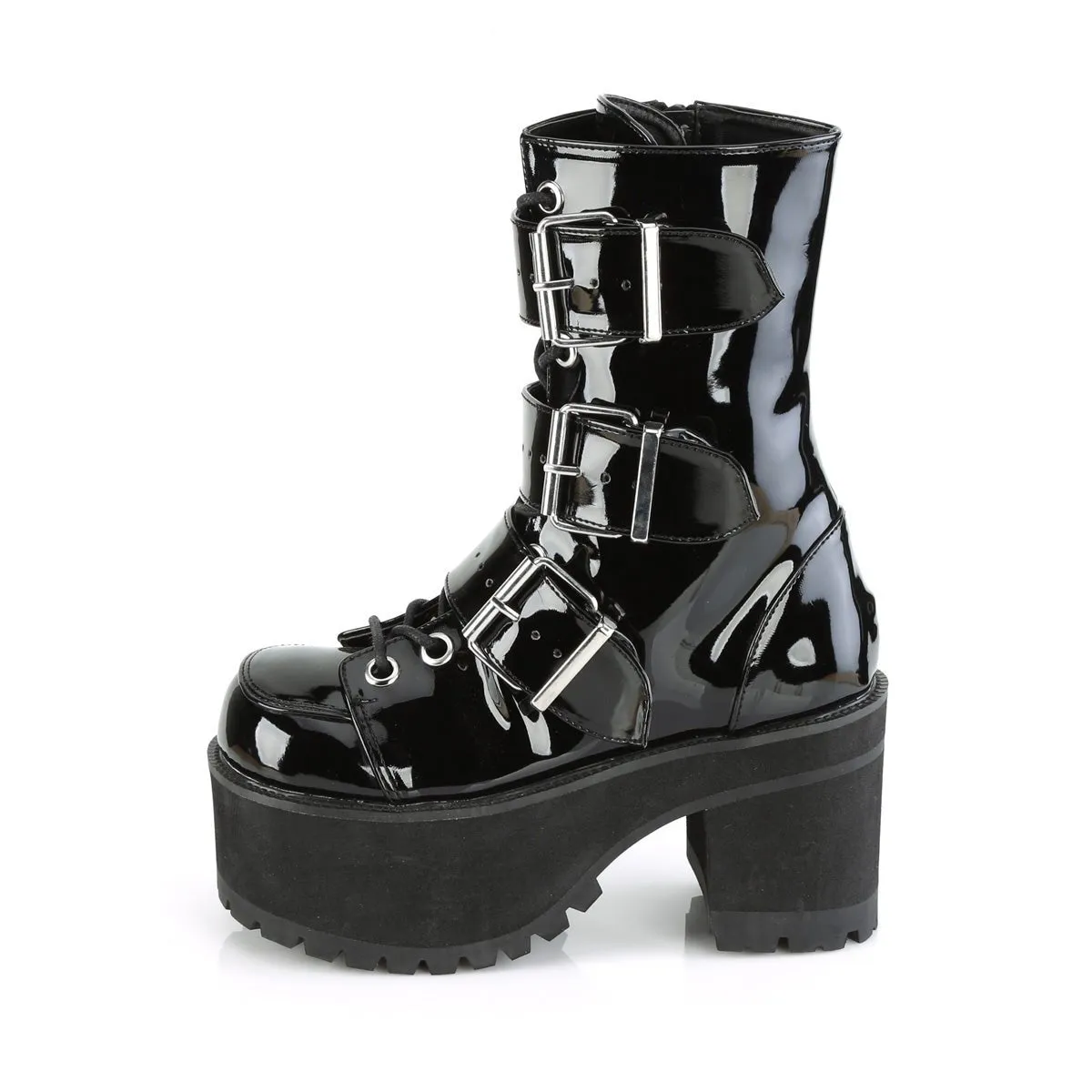 Demonia RANGER-308 | Black Patent Leather Ankle Boots