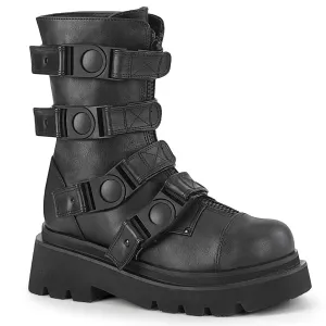 Demonia RENEGADE-55 | Black Vegan Leather Mid-Calf Boots