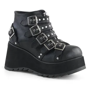 Demonia SCENE-30 | Black Vegan Leather Ankle Boots