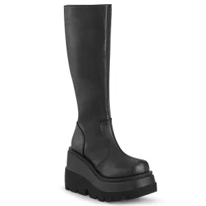 Demonia SHAKER-100 | Black Vegan Leather Knee High Boots