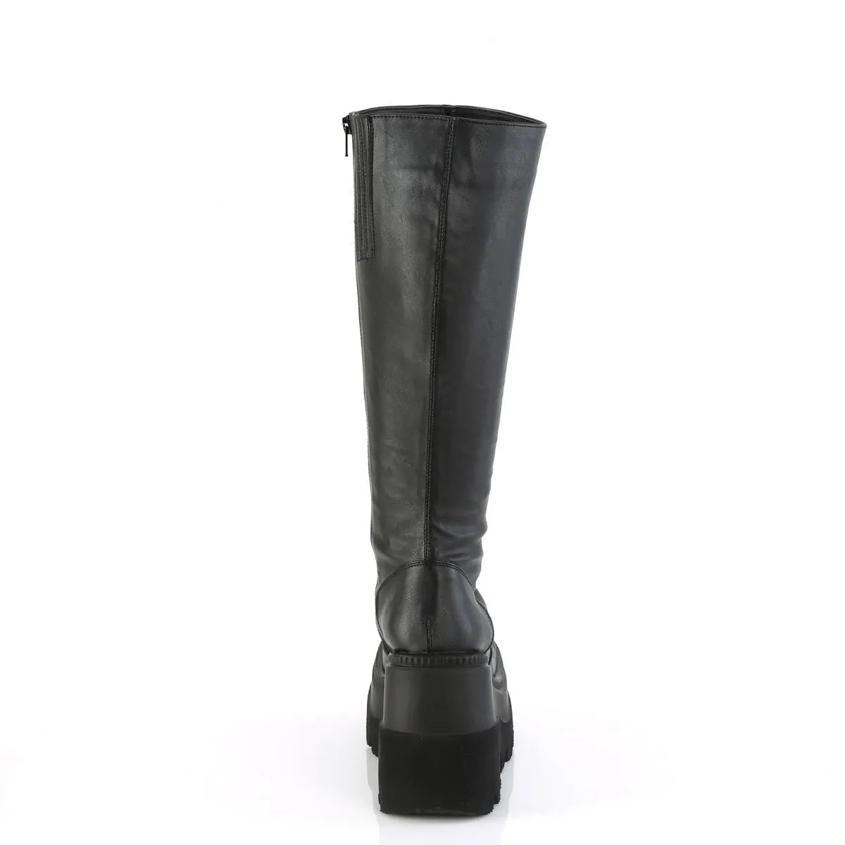 Demonia SHAKER-100WC | Black Vegan Leather Knee High Boots