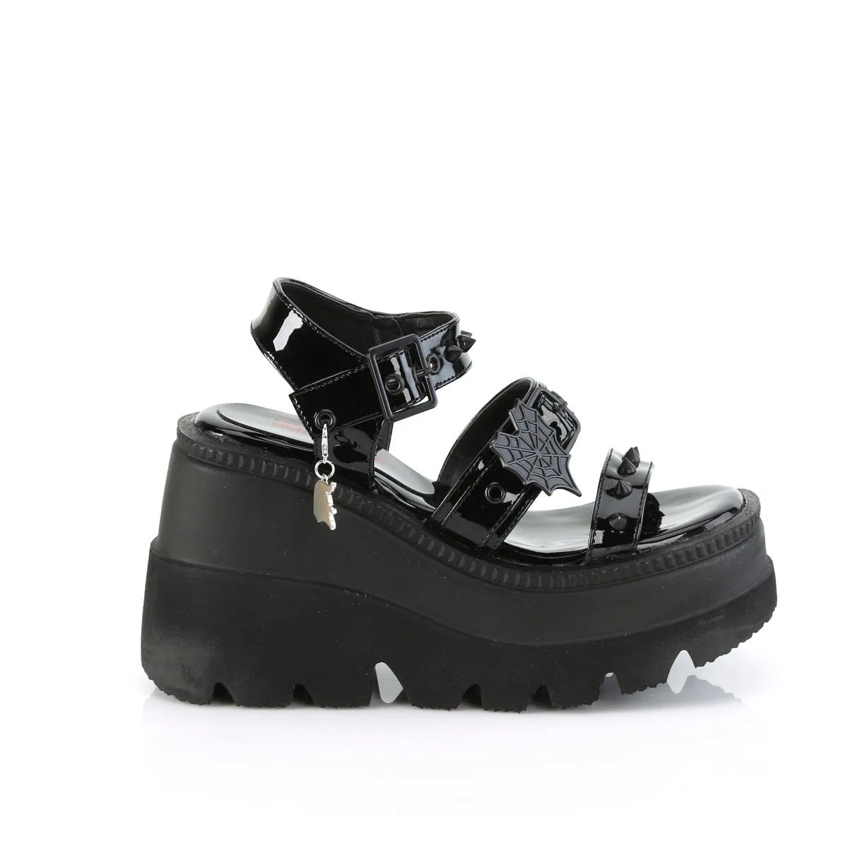 Demonia SHAKER-13 | Black Patent Leather Sandals