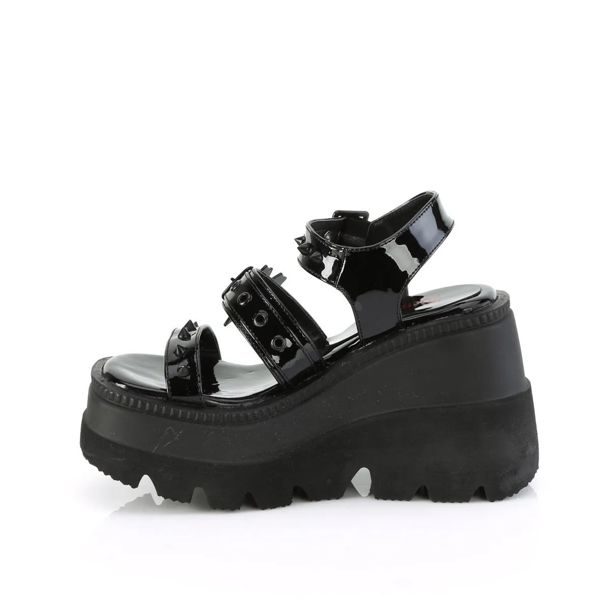 Demonia SHAKER-13 | Black Patent Leather Sandals