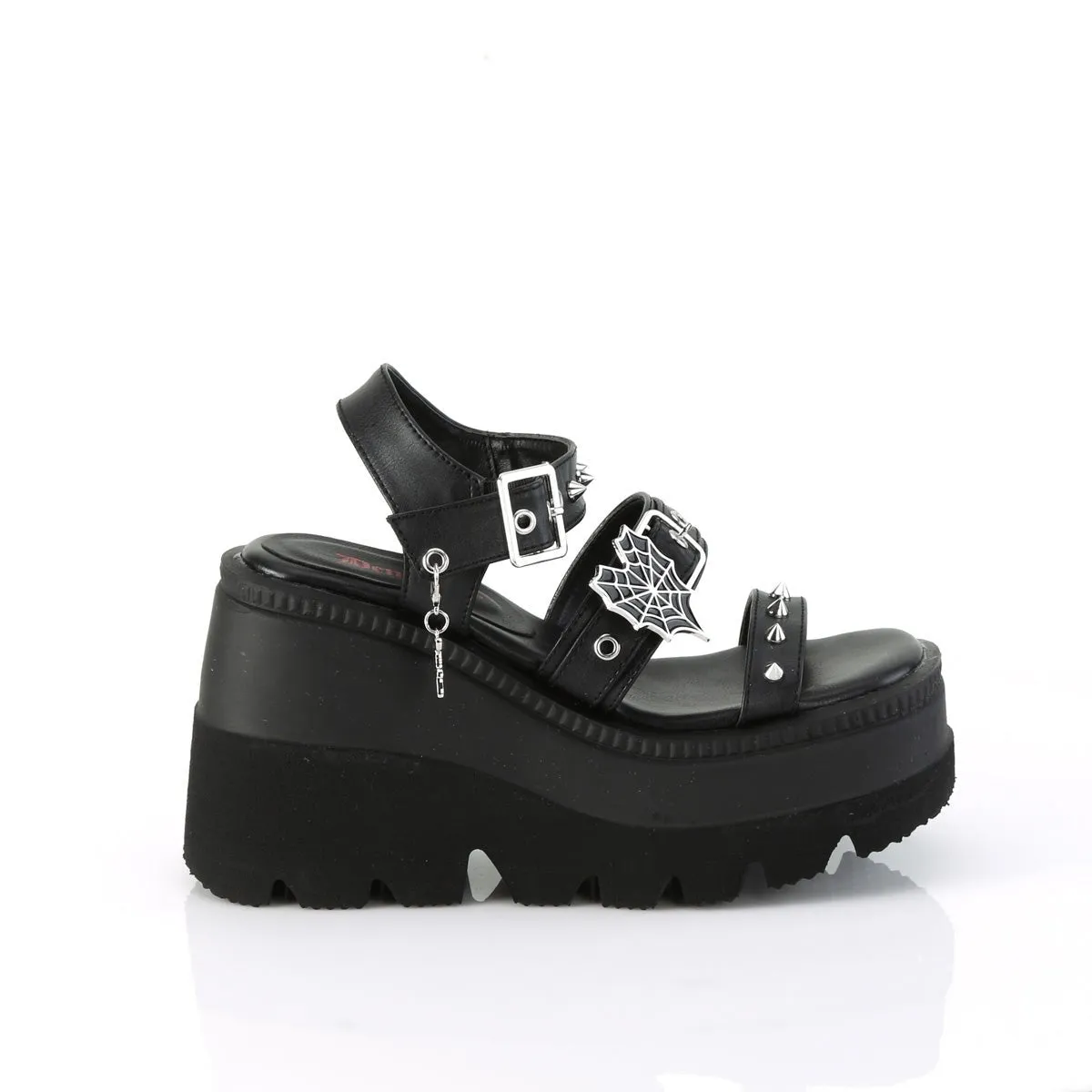 Demonia SHAKER-13 | Black Vegan Leather Sandals