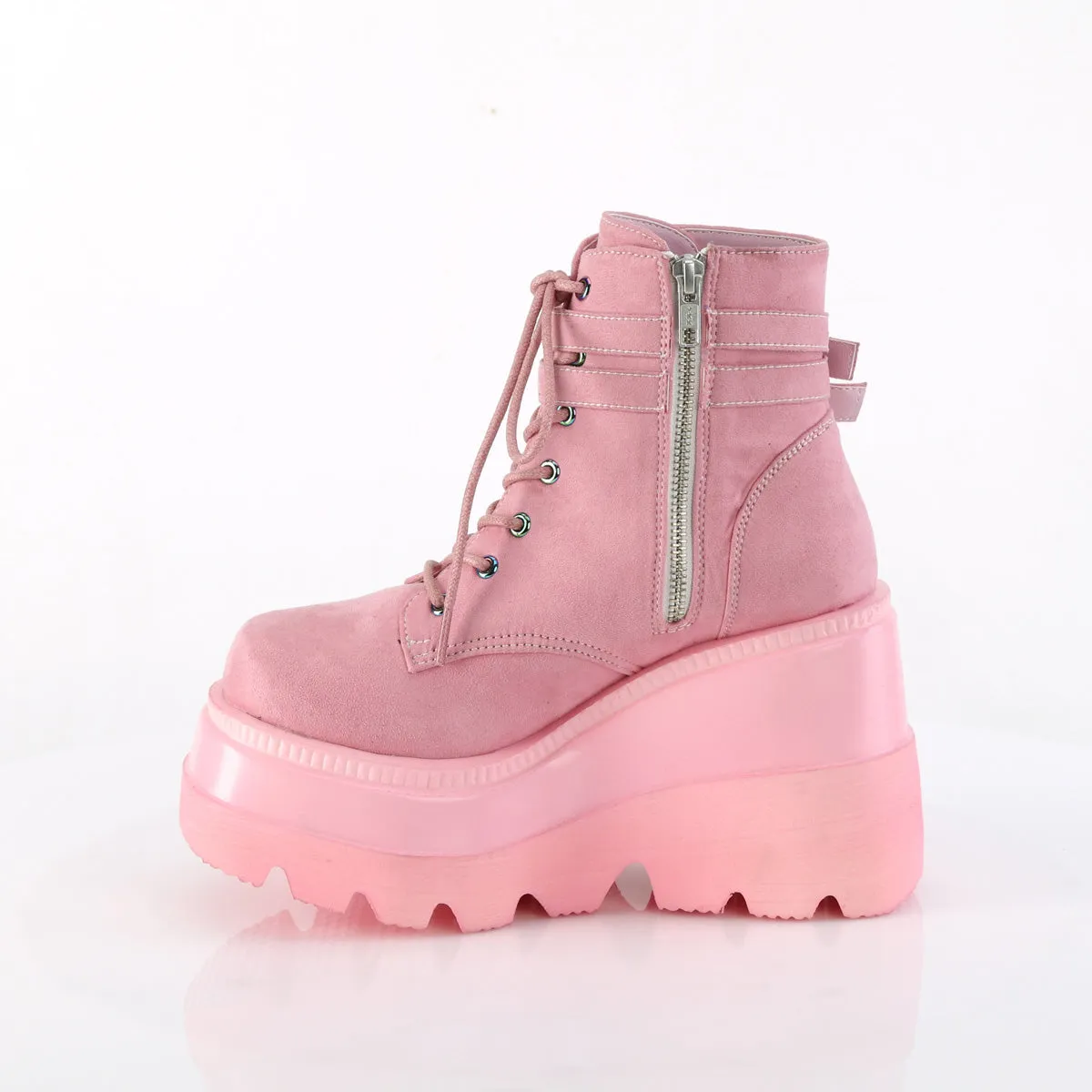 Demonia SHAKER-52 | Baby Pink  VeganSuede Ankle Boots