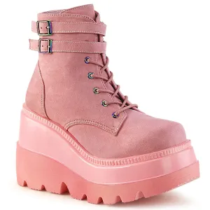 Demonia SHAKER-52 | Baby Pink  VeganSuede Ankle Boots