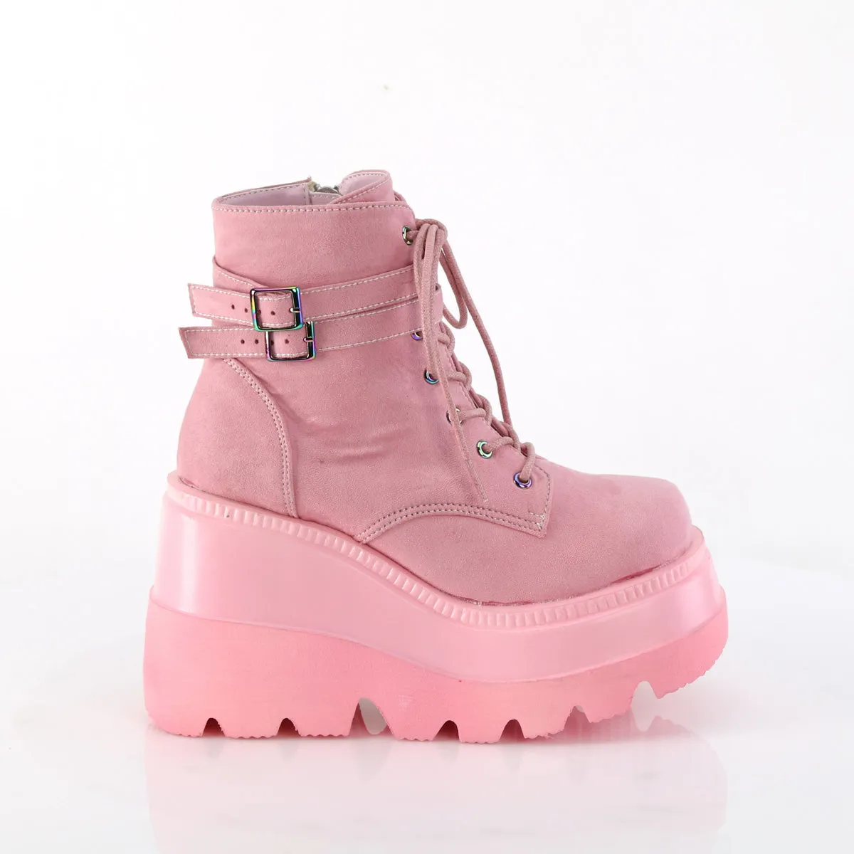 Demonia SHAKER-52 | Baby Pink  VeganSuede Ankle Boots