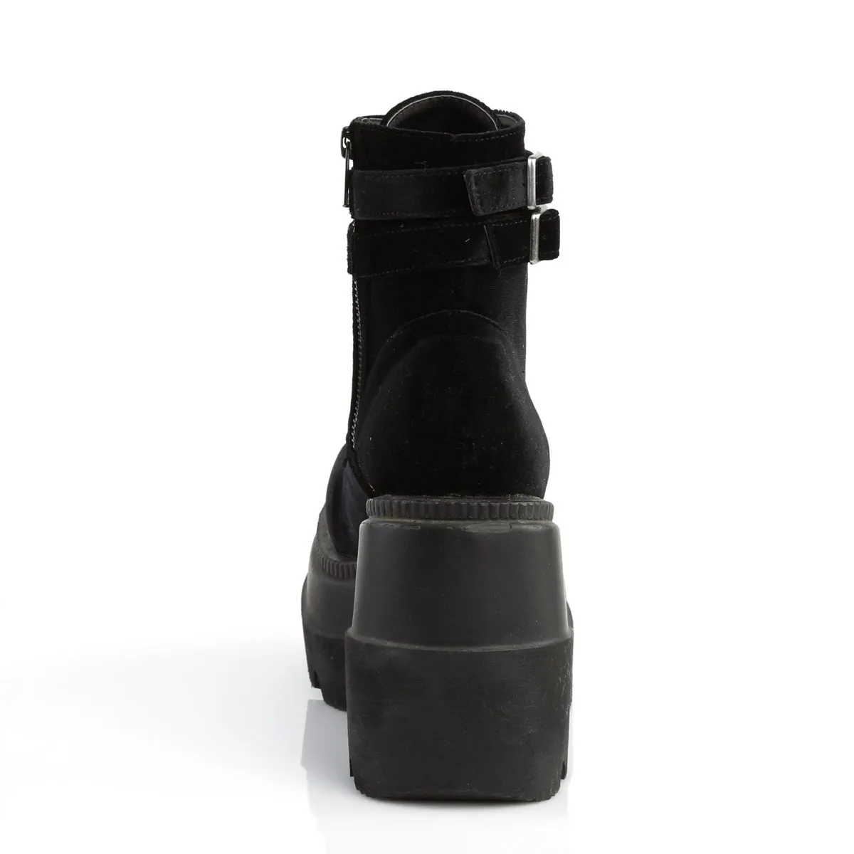 Demonia SHAKER-52 | Black  Velvet Ankle Boots