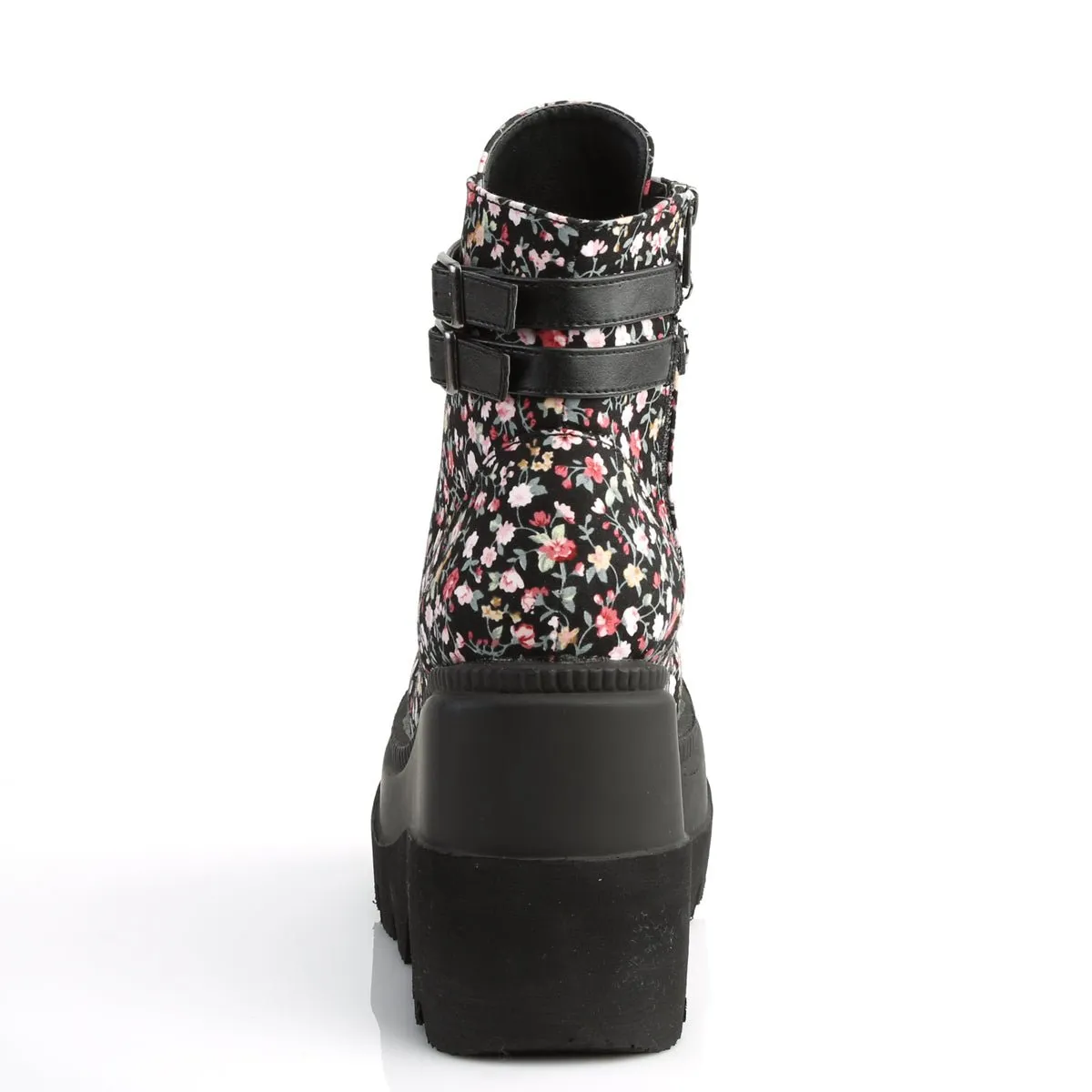 Demonia SHAKER-52ST | Floral Fabric Ankle Boots