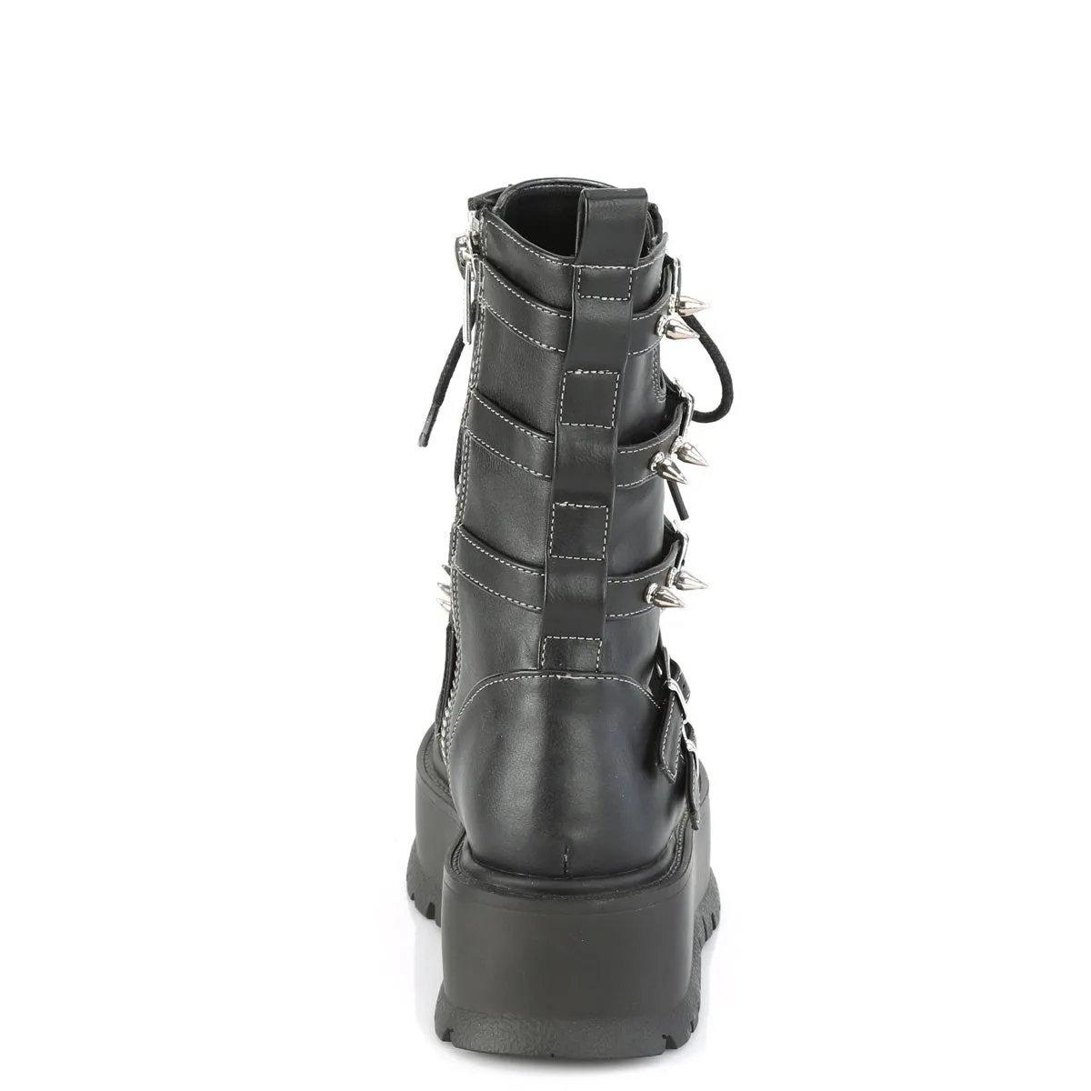 Demonia SLACKER-165 | Black Vegan Leather Mid-Calf Boots