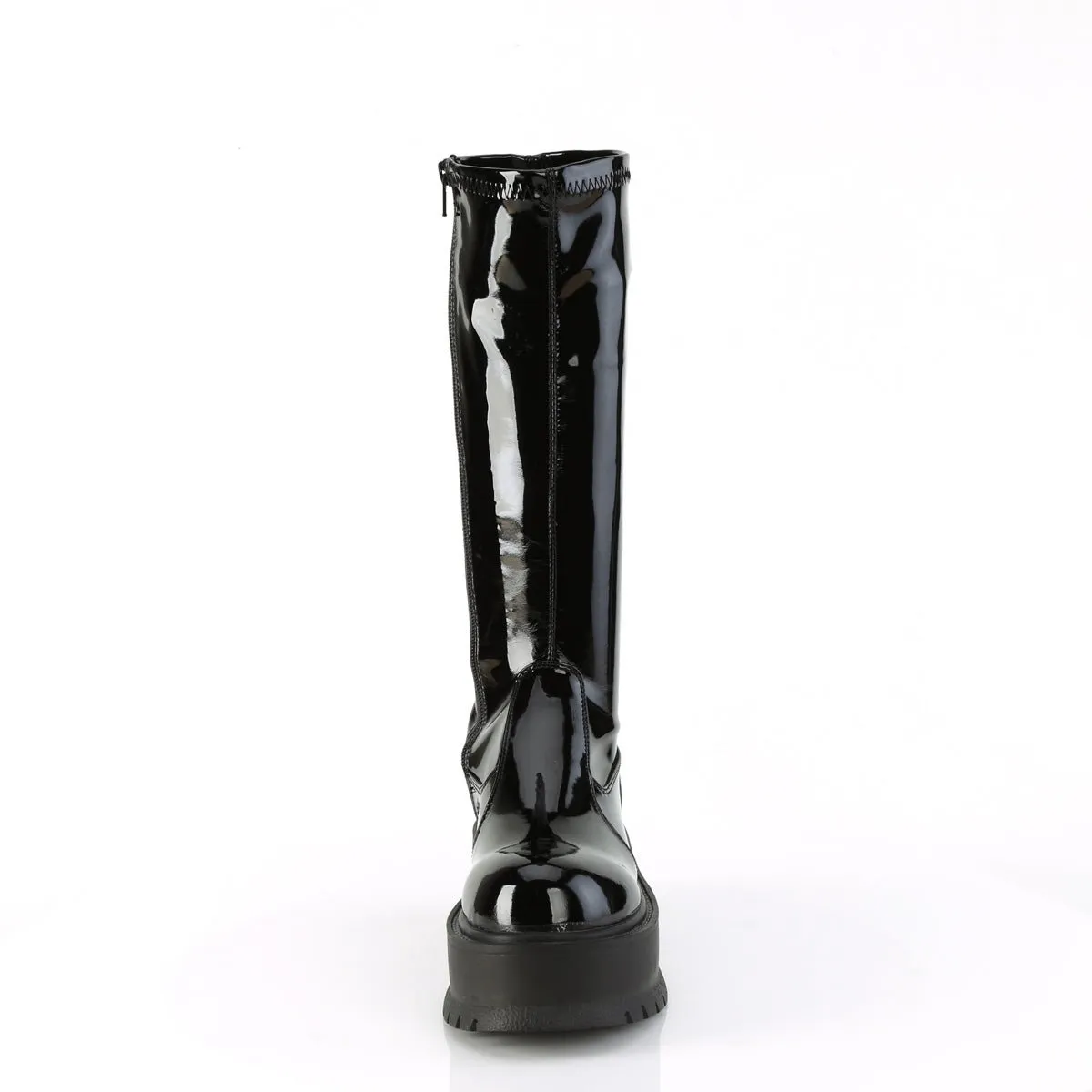 Demonia SLACKER-200 | Black Patent Leather Knee High Boots