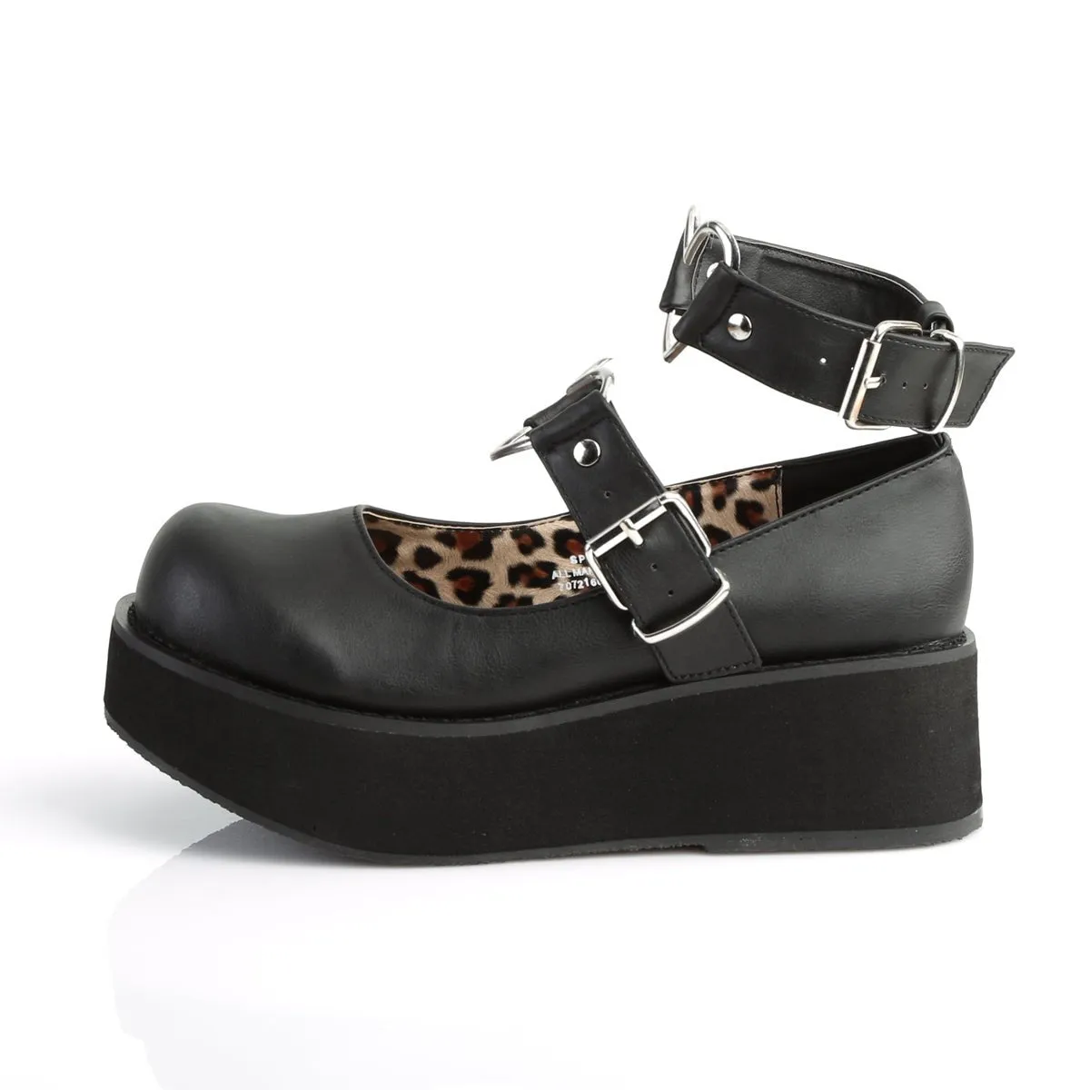 Demonia SPRITE-02 | Black Vegan Leather Mary Janes