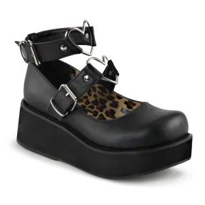 Demonia SPRITE-02 | Black Vegan Leather Mary Janes