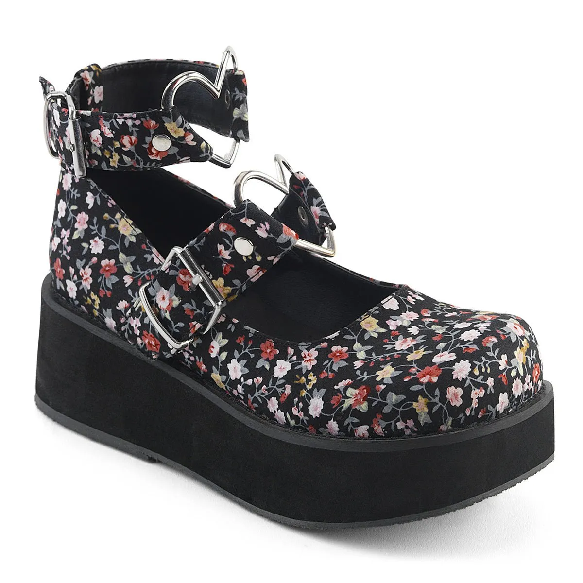 Demonia SPRITE-02 | Floral Fabric Mary Janes