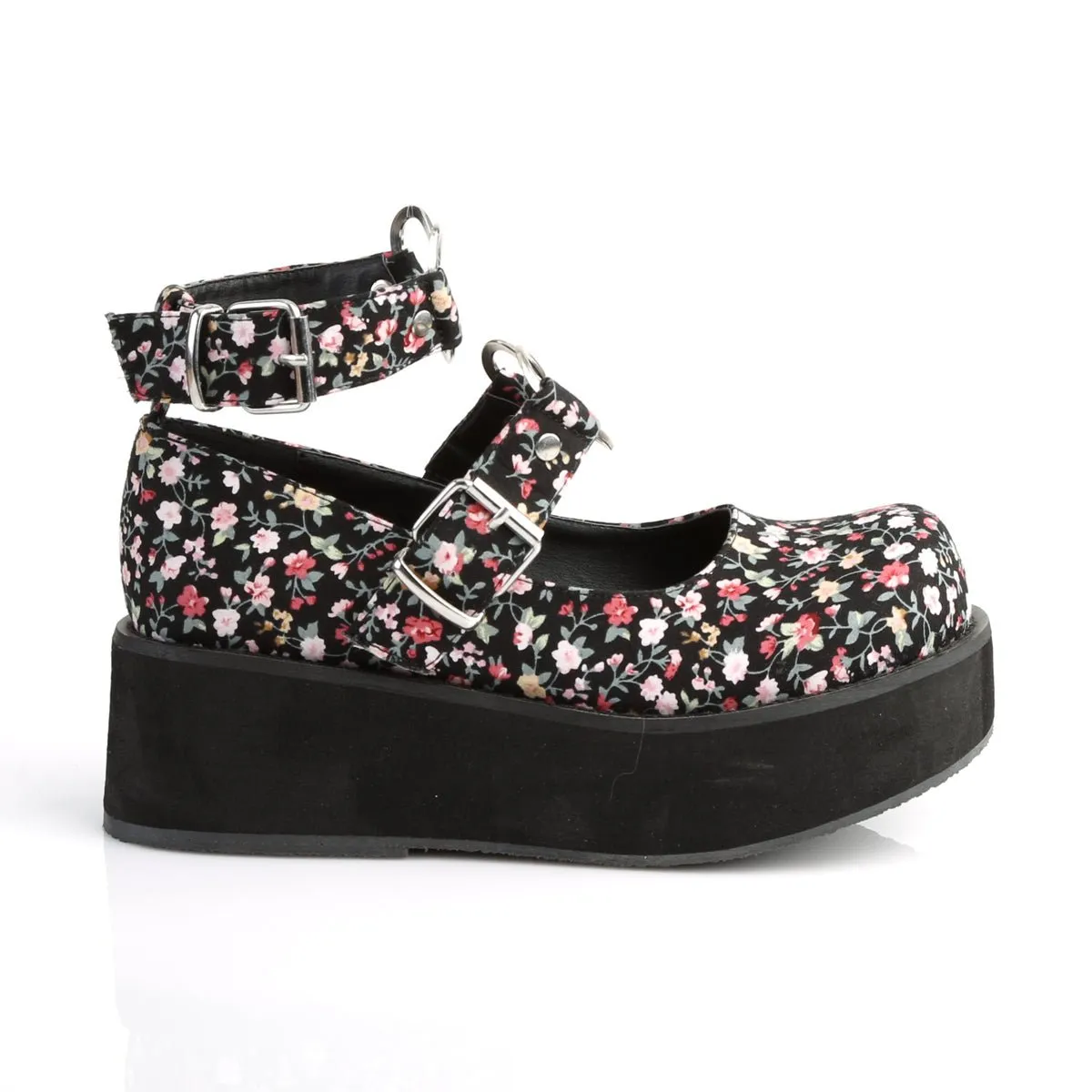 Demonia SPRITE-02 | Floral Fabric Mary Janes