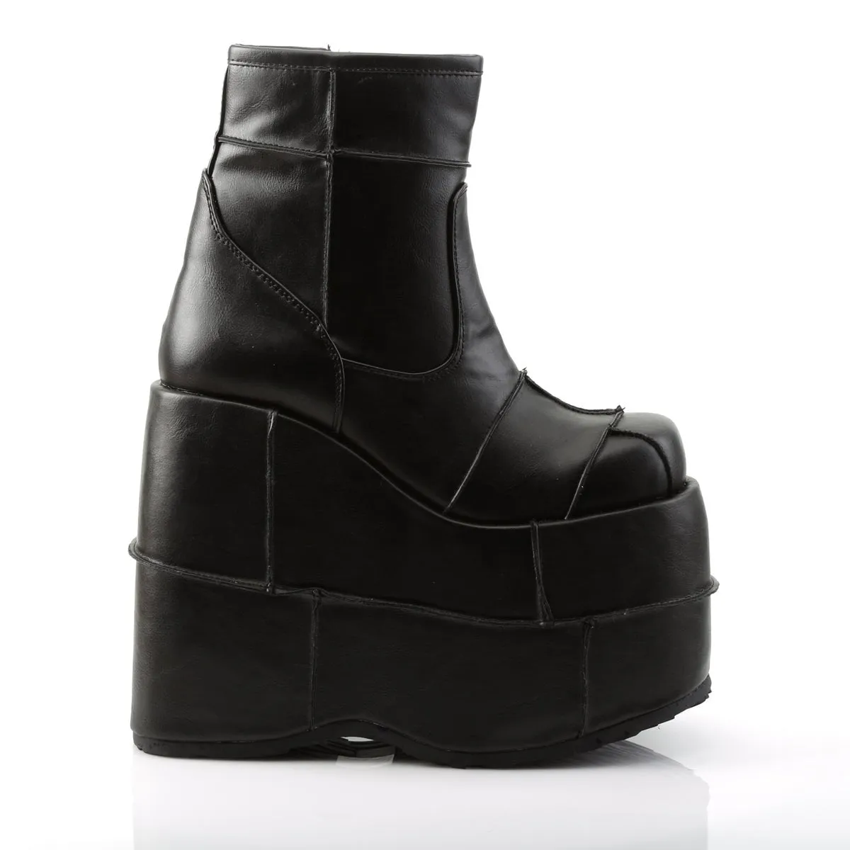 Demonia STACK-201 | Black Vegan Leather Unisex Boots