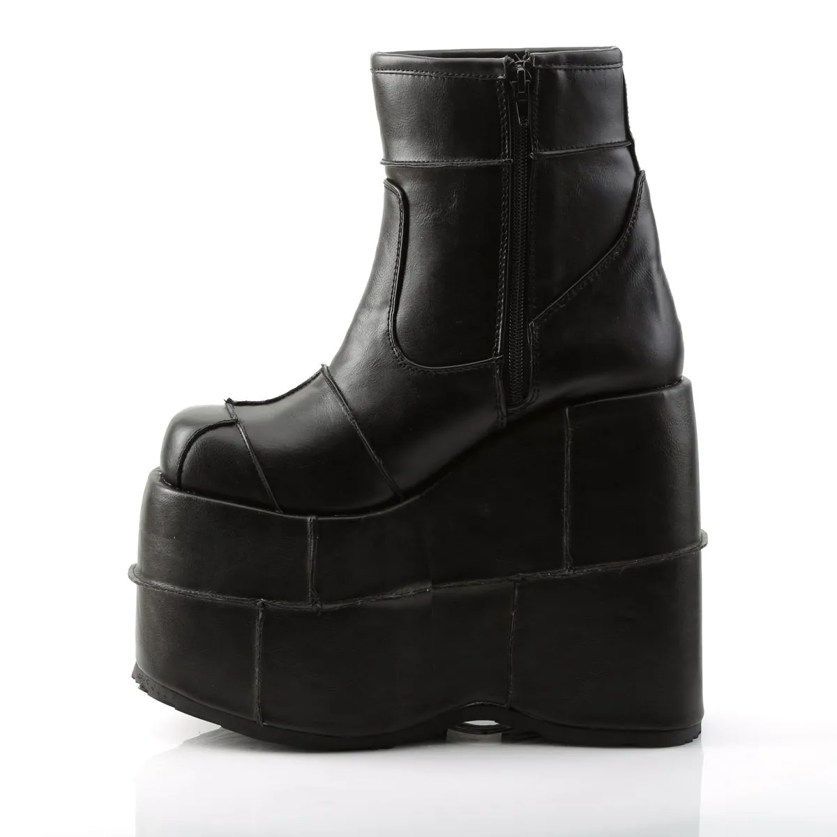 Demonia STACK-201 | Black Vegan Leather Unisex Boots