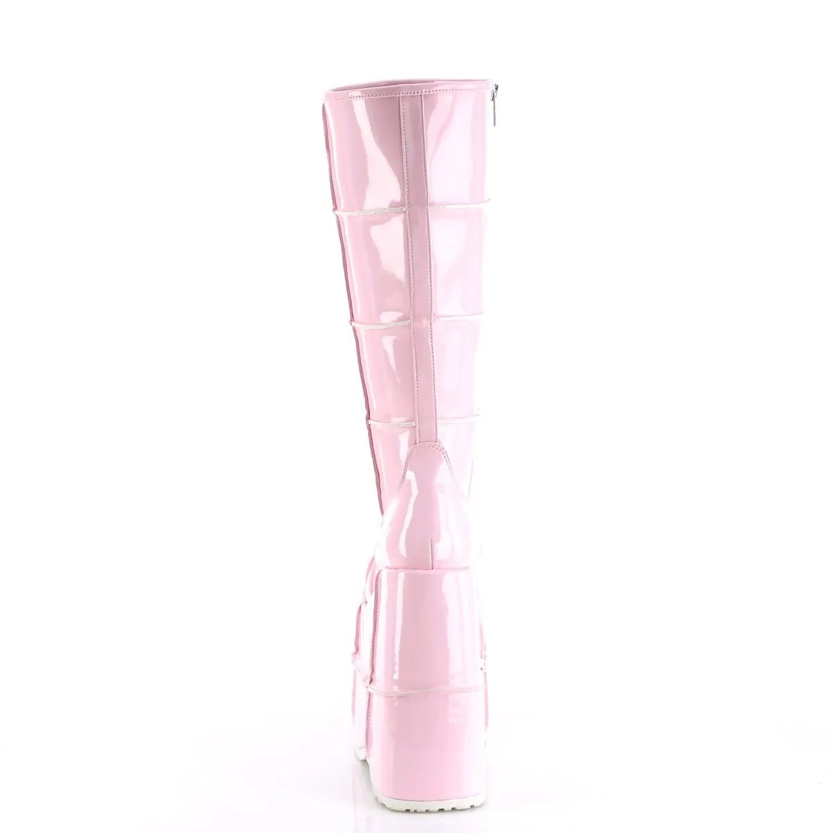 Demonia STACK-301 | Baby Pink Hologram Unisex Boots