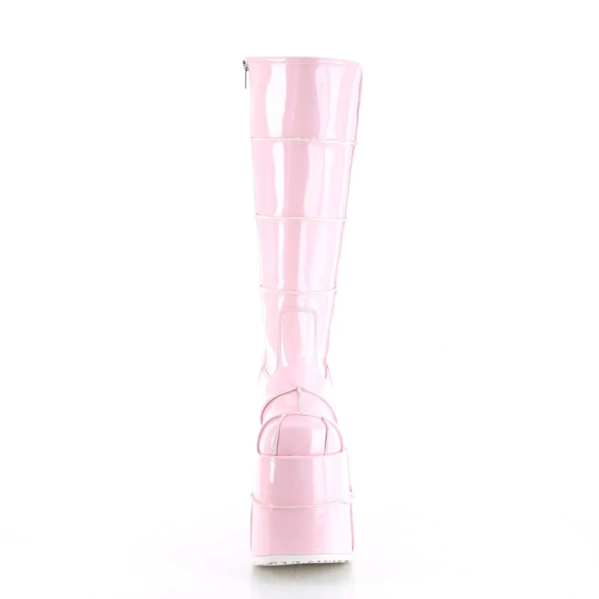 Demonia STACK-301 | Baby Pink Hologram Unisex Boots