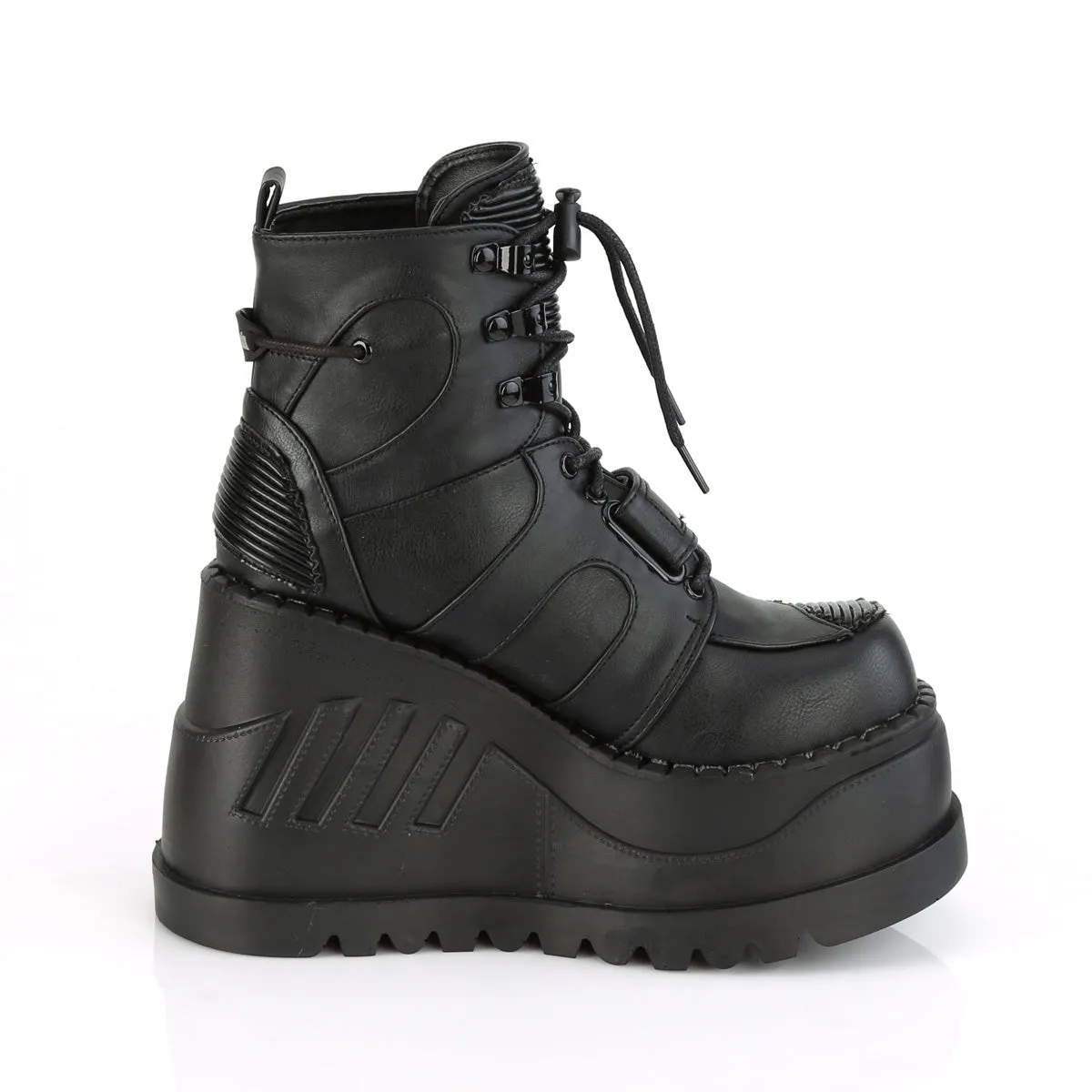 Demonia STOMP-13 | Black Vegan Leather Ankle Boots