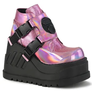 Demonia STOMP-15 | Pink Hologram & Glitter Ankle Boots