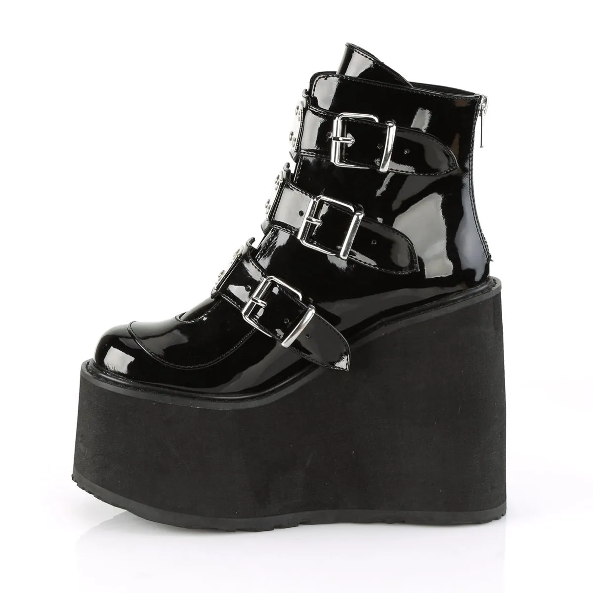 Demonia SWING-105 | Black Patent Leather Ankle Boots