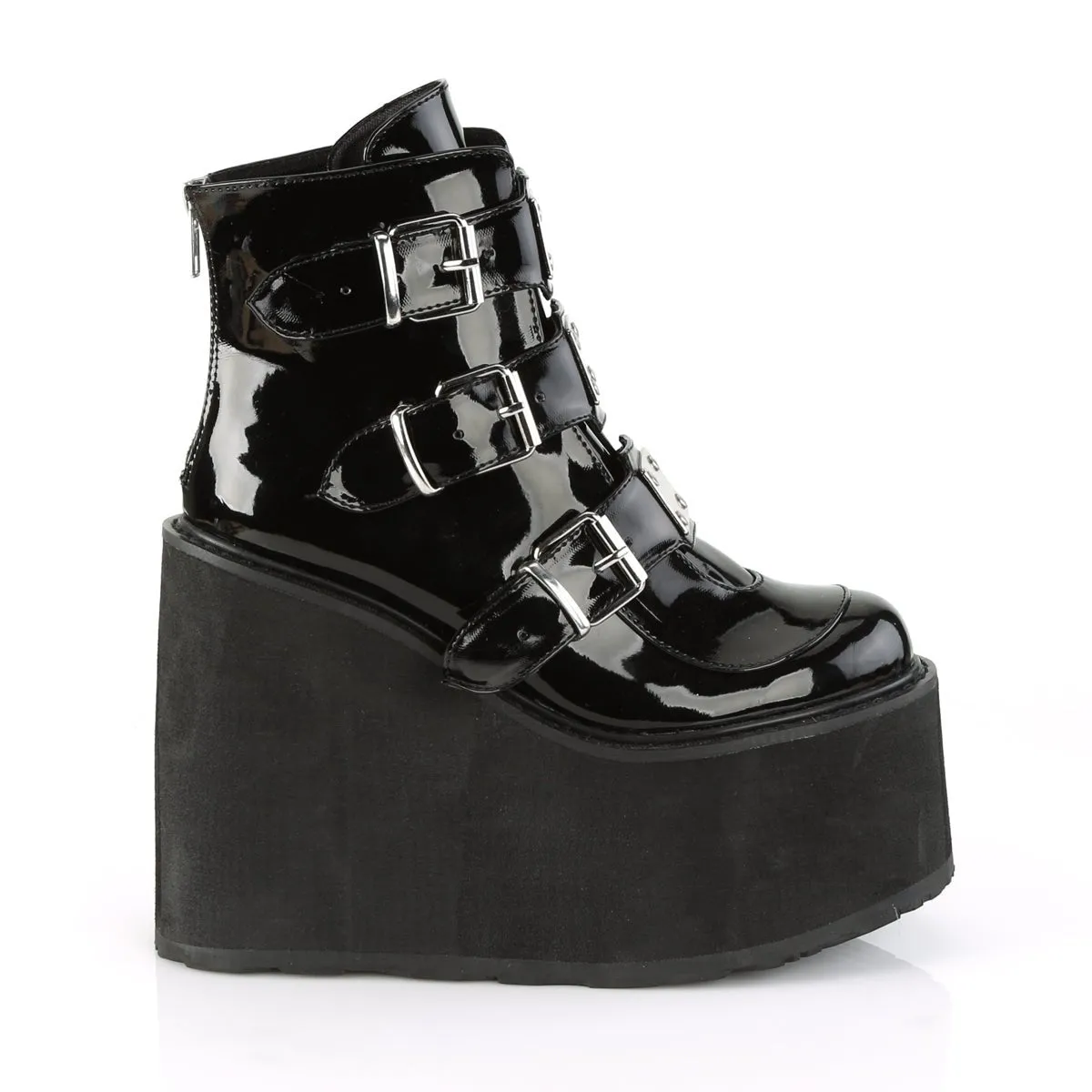 Demonia SWING-105 | Black Patent Leather Ankle Boots