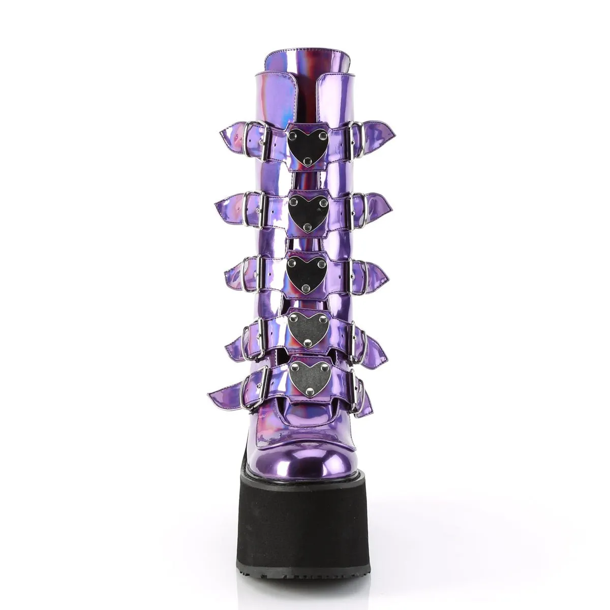 Demonia SWING-230 | Purple Holographic Mid-Calf Boots