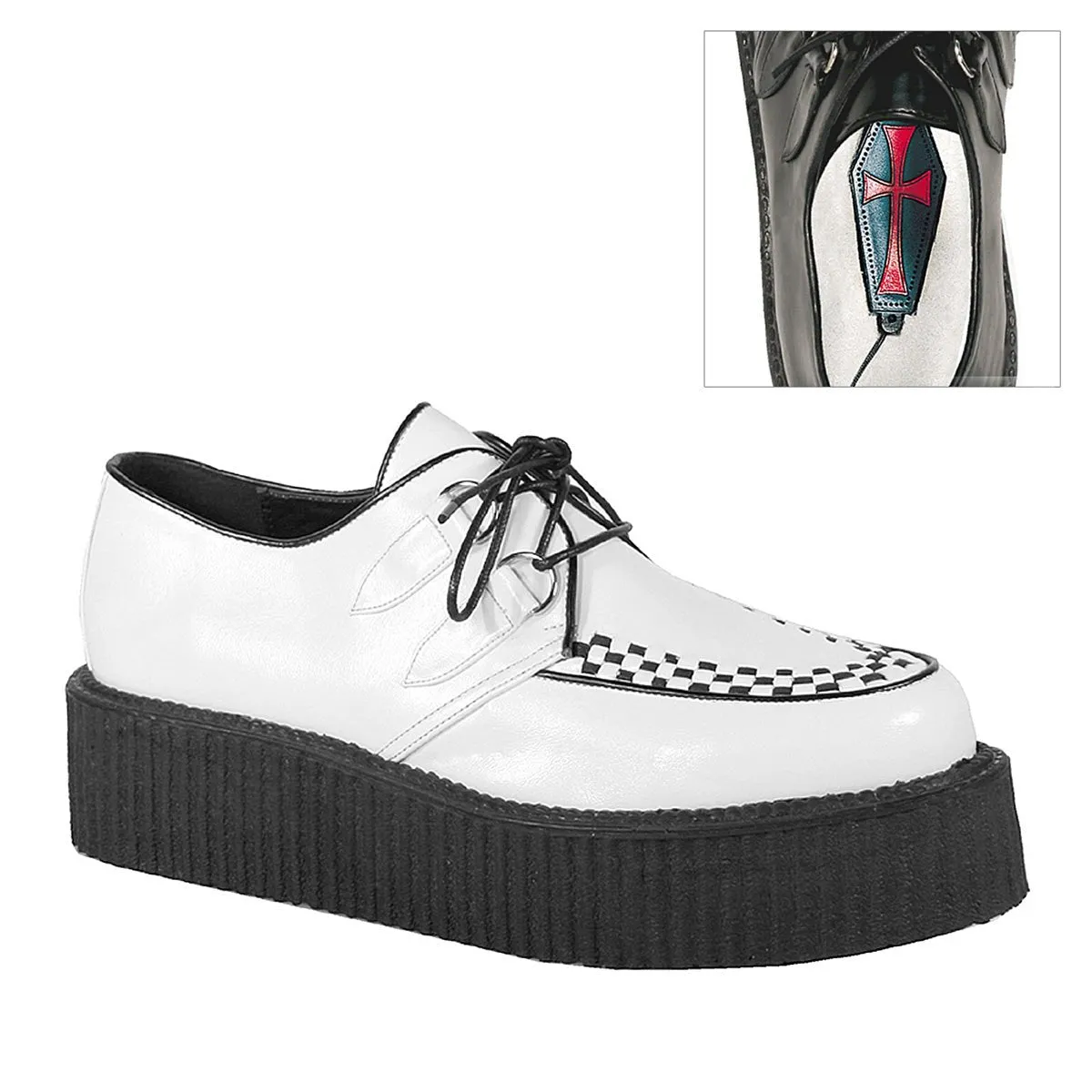 Demonia V-CREEPER-502 | White Vegan Leather Unisex Creepers