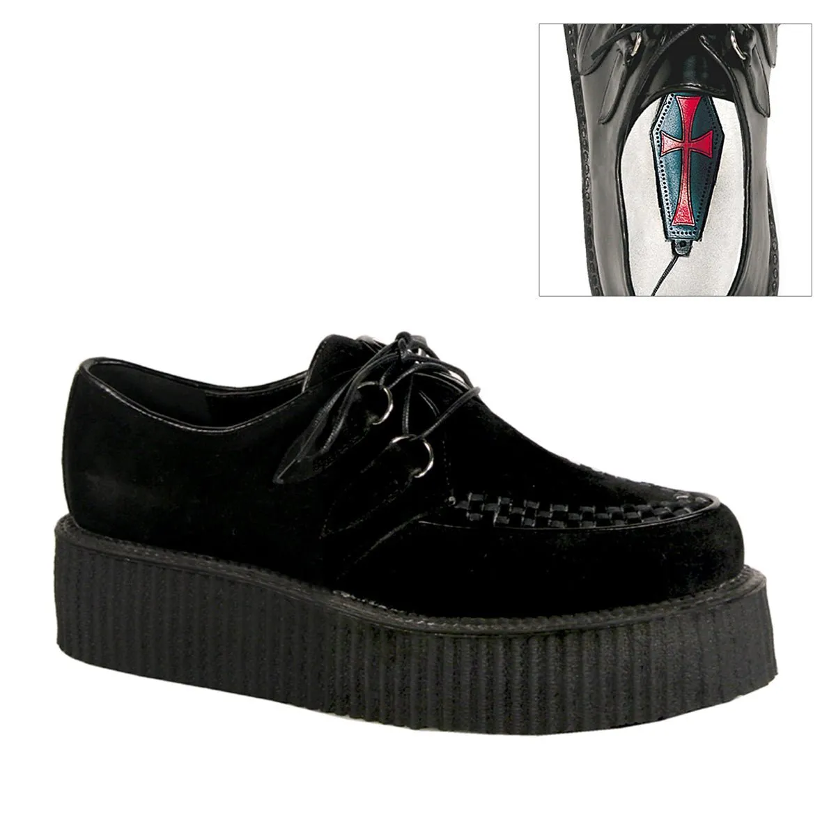 Demonia V-CREEPER-502S | Black Vegan Suede Unisex Creepers