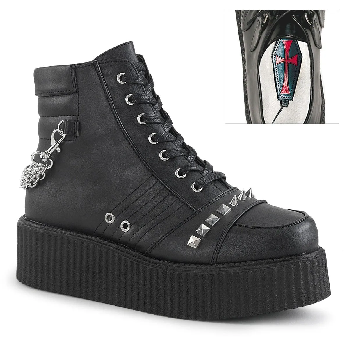 Demonia V-CREEPER-565 | Black Vegan Leather Unisex Creepers