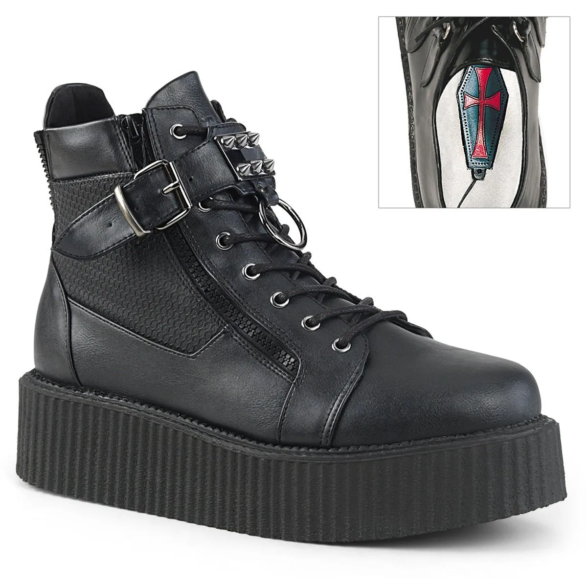 Demonia V-CREEPER-566 | Black Vegan Leather Unisex Creepers