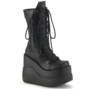 Demonia VOID-118 | Blk Vegan & Patent Leather Mid-Calf Boots