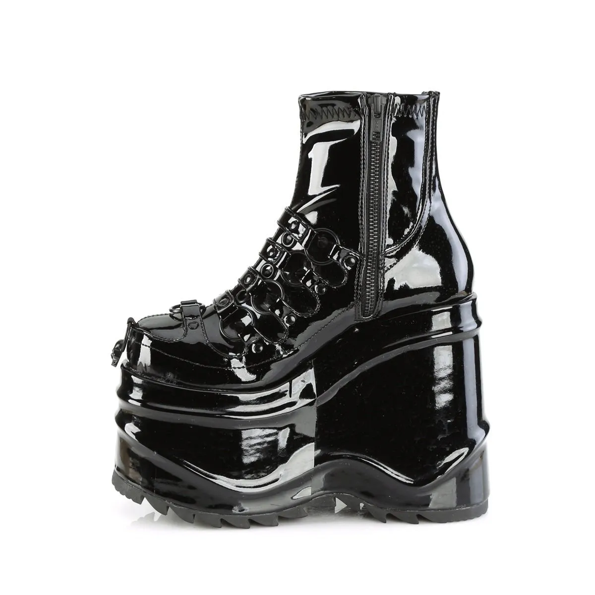 Demonia WAVE-110 | Black Patent Leather Ankle Boots