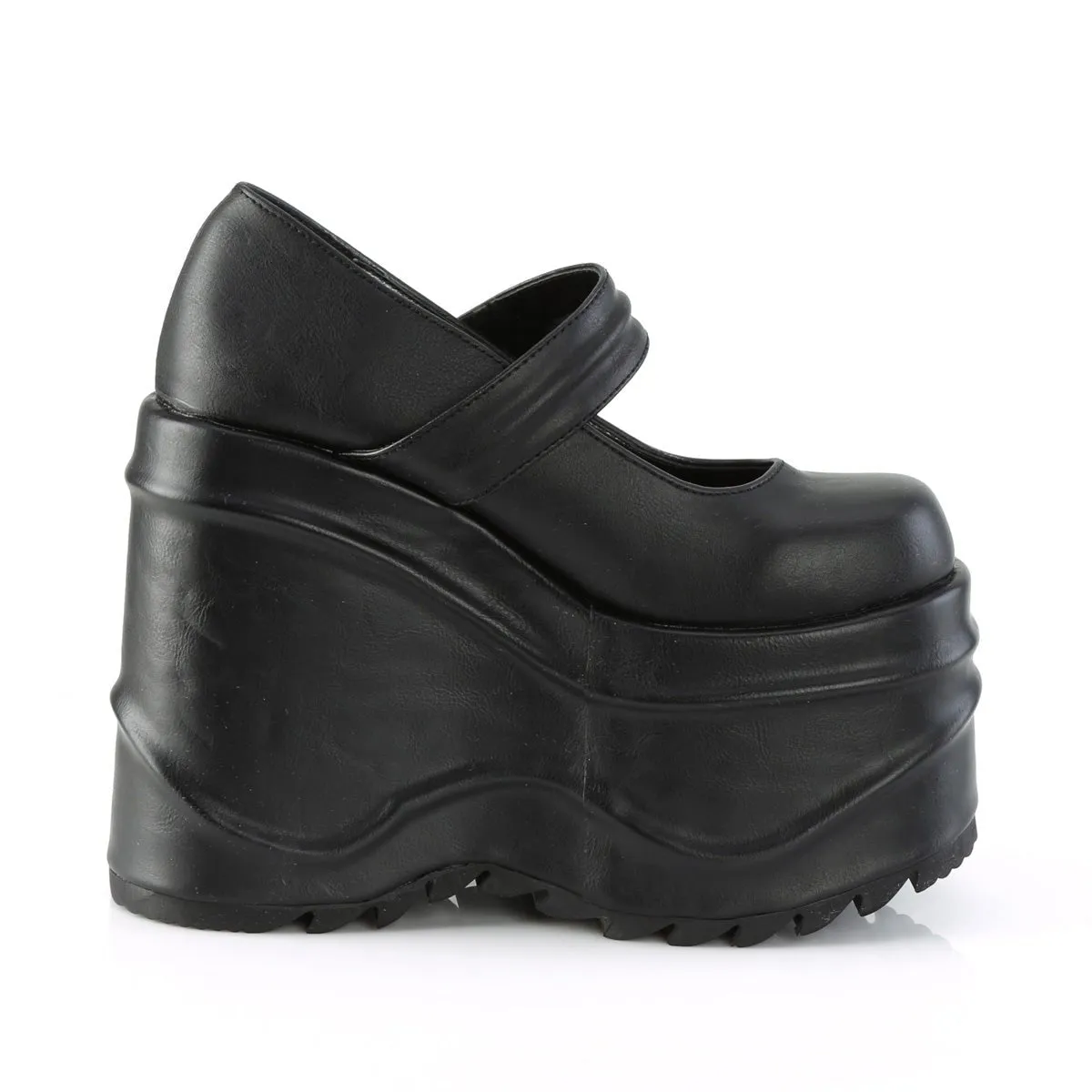 Demonia WAVE-32 | Black Vegan Leather Mary Janes