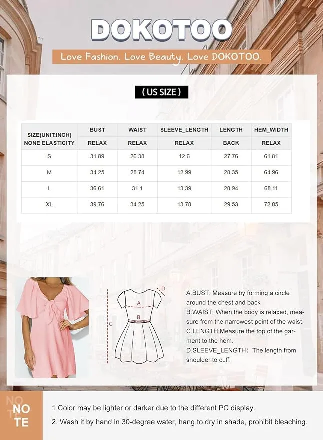 Dokotoo Summer Dresses for Women 2024 Casual Wedding Guest Spring Sexy V-Neck Drawstring Cap Sleeve Elegant Short Beach Dresses Mini Dress White